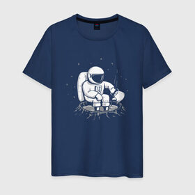 Мужская футболка хлопок с принтом Как Согреться на Луне , 100% хлопок | прямой крой, круглый вырез горловины, длина до линии бедер, слегка спущенное плечо. | астронавт | вселенная | звезды | космонавт | космос | луна | планета | простуда | юмор