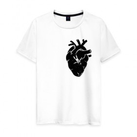 Мужская футболка хлопок с принтом Heart Space , 100% хлопок | прямой крой, круглый вырез горловины, длина до линии бедер, слегка спущенное плечо. | анатомия | астронавт | вселенная | звезды | космонавт | космос | сердце