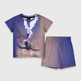 Детский костюм с шортами 3D с принтом как приручить дракона ,  |  | light fury | night fury | беззубик | дракон | как приручить дракона | ночная фурия