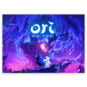 Поздравительная открытка с принтом Ori - And The Will Of The Wisp , 100% бумага | плотность бумаги 280 г/м2, матовая, на обратной стороне линовка и место для марки
 | Тематика изображения на принте: game | indie | ori | игра | инди | квест | платформер