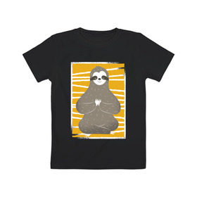 Детская футболка хлопок с принтом Ленивец Йога , 100% хлопок | круглый вырез горловины, полуприлегающий силуэт, длина до линии бедер | sloth | yoga | йога | ленивец | фитнес