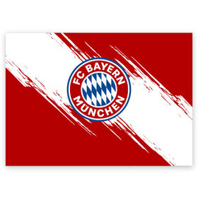 Поздравительная открытка с принтом Бавария , 100% бумага | плотность бумаги 280 г/м2, матовая, на обратной стороне линовка и место для марки
 | bayern | fc bayern munchen | fcb | бавария | бундеслига | германия | мюнхенская бавария | форма | футбол | футболист | футбольная | футбольный клуб | футбольный клуб бавария мюнхен