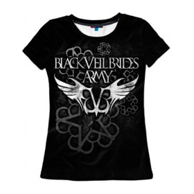 Женская футболка 3D с принтом Black Veil Brides , 100% полиэфир ( синтетическое хлопкоподобное полотно) | прямой крой, круглый вырез горловины, длина до линии бедер | black veil brides | heavy matal | metal | post hardcore | группы | метал | музыка | рок | хэви метал | эмо