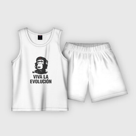 Детская пижама с шортами хлопок с принтом Да Здравствует Эволюция ,  |  | che guevara | deputa matre | evolution | дупута матре | куба | обезьяна | революция | свобода | че | че гевара | чегеварра | чигевара | эволюция