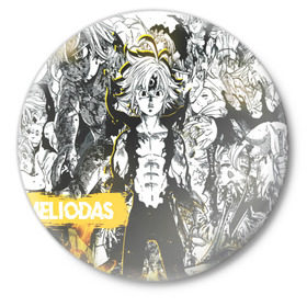 Значок с принтом Мелиодас ,  металл | круглая форма, металлическая застежка в виде булавки | Тематика изображения на принте: anime | meliodas | аниме | мелиодас