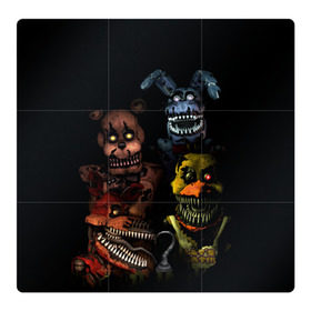 Магнитный плакат 3Х3 с принтом Five Nights At Freddys , Полимерный материал с магнитным слоем | 9 деталей размером 9*9 см | five nights at freddys | foxy | аниматроники | игра | компьютерная игра | робот | фокси | фредди | чика