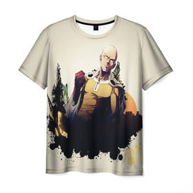 Мужская футболка 3D с принтом Saitama (One-Punch Man) , 100% полиэфир | прямой крой, круглый вырез горловины, длина до линии бедер | man | one punch | saitama | ванпач | ванпачмен
