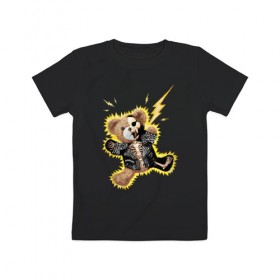 Детская футболка хлопок с принтом Electric bear , 100% хлопок | круглый вырез горловины, полуприлегающий силуэт, длина до линии бедер | медведь | металл | мишка | молния | плюшевый мишка | рок | рокер | ток | электричество