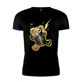 Мужская футболка премиум с принтом Electric bear , 92% хлопок, 8% лайкра | приталенный силуэт, круглый вырез ворота, длина до линии бедра, короткий рукав | медведь | металл | мишка | молния | плюшевый мишка | рок | рокер | ток | электричество