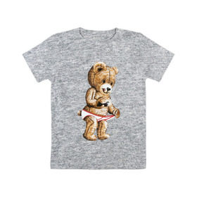 Детская футболка хлопок с принтом Nasty bear , 100% хлопок | круглый вырез горловины, полуприлегающий силуэт, длина до линии бедер | Тематика изображения на принте: медведь | мишка | плюшевый | селфи | тедди
