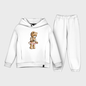 Детский костюм хлопок Oversize с принтом Nasty bear ,  |  | Тематика изображения на принте: медведь | мишка | плюшевый | селфи | тедди