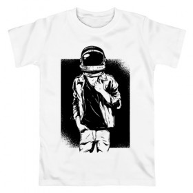 Мужская футболка хлопок с принтом Астронавт , 100% хлопок | прямой крой, круглый вырез горловины, длина до линии бедер, слегка спущенное плечо. | астронавт | космонавт | космос