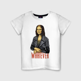 Детская футболка хлопок с принтом Mona Lisa , 100% хлопок | круглый вырез горловины, полуприлегающий силуэт, длина до линии бедер | 