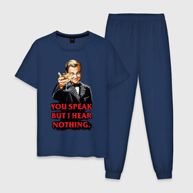 Мужская пижама хлопок с принтом Gatsby , 100% хлопок | брюки и футболка прямого кроя, без карманов, на брюках мягкая резинка на поясе и по низу штанин
 | leonardo dicaprio | the great gatsby | великий гэтсби | леонардо дикаприо