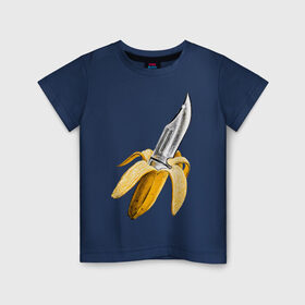 Детская футболка хлопок с принтом BANANA , 100% хлопок | круглый вырез горловины, полуприлегающий силуэт, длина до линии бедер | banana | knife | pop art | банан | нож | оружие | поп арт