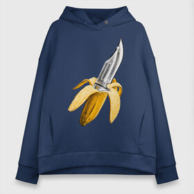 Женское худи Oversize хлопок с принтом BANANA , френч-терри — 70% хлопок, 30% полиэстер. Мягкий теплый начес внутри —100% хлопок | боковые карманы, эластичные манжеты и нижняя кромка, капюшон на магнитной кнопке | banana | knife | pop art | банан | нож | оружие | поп арт