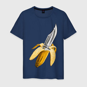 Мужская футболка хлопок с принтом BANANA , 100% хлопок | прямой крой, круглый вырез горловины, длина до линии бедер, слегка спущенное плечо. | banana | knife | pop art | банан | нож | оружие | поп арт