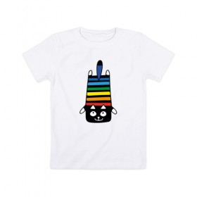 Детская футболка хлопок с принтом Rainbow cat , 100% хлопок | круглый вырез горловины, полуприлегающий силуэт, длина до линии бедер | black | cat | cool | creative | dark | design | halloween | hype | kitten | rainbow | vanguard | авангард | дизайн | кот | котенок | кошка | креатив | круто | радуга | темный | хайп | хэллоуин | черный