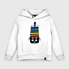 Детское худи Oversize хлопок с принтом Rainbow cat , френч-терри — 70% хлопок, 30% полиэстер. Мягкий теплый начес внутри —100% хлопок | боковые карманы, эластичные манжеты и нижняя кромка, капюшон на магнитной кнопке | black | cat | cool | creative | dark | design | halloween | hype | kitten | rainbow | vanguard | авангард | дизайн | кот | котенок | кошка | креатив | круто | радуга | темный | хайп | хэллоуин | черный