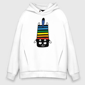 Мужское худи Oversize хлопок с принтом Rainbow cat , френч-терри — 70% хлопок, 30% полиэстер. Мягкий теплый начес внутри —100% хлопок | боковые карманы, эластичные манжеты и нижняя кромка, капюшон на магнитной кнопке | Тематика изображения на принте: black | cat | cool | creative | dark | design | halloween | hype | kitten | rainbow | vanguard | авангард | дизайн | кот | котенок | кошка | креатив | круто | радуга | темный | хайп | хэллоуин | черный