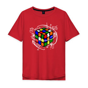 Мужская футболка хлопок Oversize с принтом Кубик Рубика , 100% хлопок | свободный крой, круглый ворот, “спинка” длиннее передней части | Тематика изображения на принте: mathematica | магия. формулы | математик | математика | наука | технарь