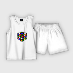 Детская пижама с шортами хлопок с принтом Кубик Рубика ,  |  | Тематика изображения на принте: mathematica | магия. формулы | математик | математика | наука | технарь