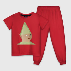 Детская пижама хлопок с принтом Gnome Child , 100% хлопок |  брюки и футболка прямого кроя, без карманов, на брюках мягкая резинка на поясе и по низу штанин
 | Тематика изображения на принте: game | gnome child | meme | mmorpg | rune fag | runescape | гном ребёнок | игра | мем | мморпг | рунскейп