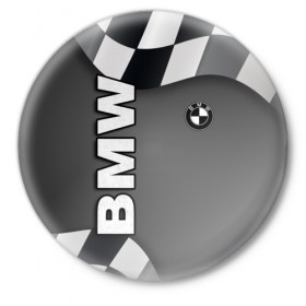 Значок с принтом BMW ,  металл | круглая форма, металлическая застежка в виде булавки | bmw | авто | автомобиль | бмв | логотип | машина | надпись | текстура