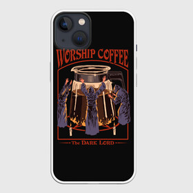 Чехол для iPhone 13 с принтом Worship Coffee ,  |  | 80 е | 80s | 90 е | 90s | oldschool | retro | retrowave | stranger thing | vintage | винтаж | олдскул | ретро | ретровейв | странные дела