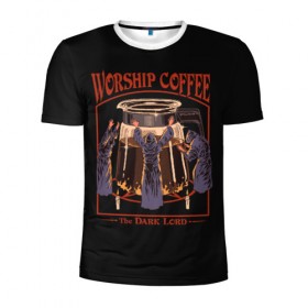 Мужская футболка 3D спортивная с принтом Worship Coffee , 100% полиэстер с улучшенными характеристиками | приталенный силуэт, круглая горловина, широкие плечи, сужается к линии бедра | Тематика изображения на принте: 80 е | 80s | 90 е | 90s | oldschool | retro | retrowave | stranger thing | vintage | винтаж | олдскул | ретро | ретровейв | странные дела