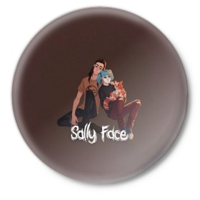 Значок с принтом Sally Face ,  металл | круглая форма, металлическая застежка в виде булавки | blue | diane | face | fisher | gizmo | henry | johnson | killer | larry | sally | генри | гизмо | джонсон | диана | ларри | лицо | салли | фейс | фишер