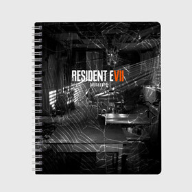 Тетрадь с принтом RESIDENT EVIL 7 , 100% бумага | 48 листов, плотность листов — 60 г/м2, плотность картонной обложки — 250 г/м2. Листы скреплены сбоку удобной пружинной спиралью. Уголки страниц и обложки скругленные. Цвет линий — светло-серый
 | biohazard | biohazard 7 | crocodile | fang | game | hand | monster | new umbrella | resident evil | resident evil 7 | umbrella | umbrella corp | umbrella corporation | zombie