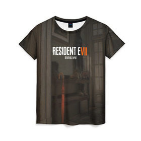 Женская футболка 3D с принтом Resident Evil 7 , 100% полиэфир ( синтетическое хлопкоподобное полотно) | прямой крой, круглый вырез горловины, длина до линии бедер | 