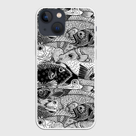 Чехол для iPhone 13 mini с принтом Рыбы ,  |  | beautiful | best | cool | depth | fashio | fish | graphics | pattern | picture | trendy | underwater | water | world | youth | белый | вода | глубина | графика | картинка | красивый | крутой | лучший | мир | мода | модный | молодёжная | подводный | рисуно