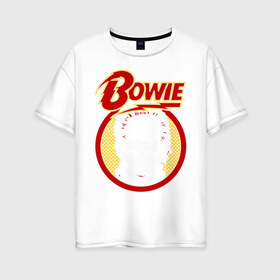 Женская футболка хлопок Oversize с принтом Дэвид Боуи , 100% хлопок | свободный крой, круглый ворот, спущенный рукав, длина до линии бедер
 | bowie | david bowie | david robert jones | ziggy stardust | боуи | дэвид боуи | музыка | рок