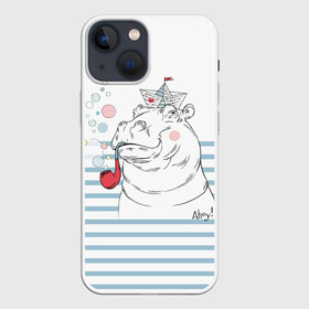 Чехол для iPhone 13 mini с принтом Бегемот моряк ,  |  | a | blush | bubbles | cap | deck | hippo | pipe | sailor | sea | ship | smokes | stripes | бегемот | графика | детский | искусство | картинка | корабль | крутой | лучший | мода | модный | молодёжная | море | моряк | палуба | пилотка | полосы