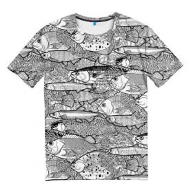 Мужская футболка 3D с принтом Рыбы , 100% полиэфир | прямой крой, круглый вырез горловины, длина до линии бедер | algae | corals | depth | drawing | fish | g | picture | plants | underwater | water | world | белый | вода | водоросли | глубина | графика | картинка | кораллы | красивый | крутой | лучший | мир | мода | модный | молодёжная | подводный