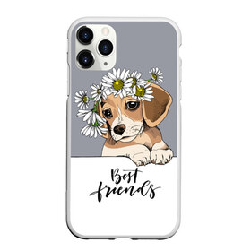 Чехол для iPhone 11 Pro матовый с принтом Best friend , Силикон |  | backgroun | best | breed | daisies | dog | flowers | friend | green | kid | puppy | wreath | венок | графика | друг | зелёный | картинка | красивый | крутой | лучший | малыш | мода | модный | молодёжная | порода | рисунок | ромашки | собака