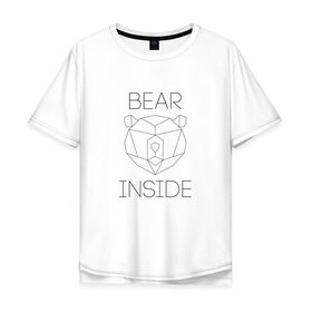 Мужская футболка хлопок Oversize с принтом Внутри медведь , 100% хлопок | свободный крой, круглый ворот, “спинка” длиннее передней части | Тематика изображения на принте: животное | зверь | медведь | мишка | россия