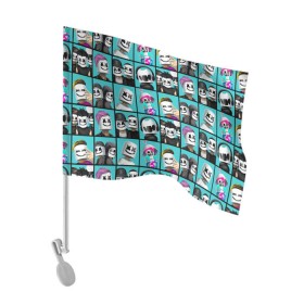 Флаг для автомобиля с принтом Marshmello , 100% полиэстер | Размер: 30*21 см | christopher | comstock | dj | dotcom | friends | marshmallow | marshmello | usa | диджей | друзья | комсток | крис | маршмэллоу | продюсер | сша