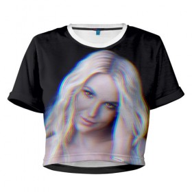 Женская футболка 3D укороченная с принтом Britney Glitch , 100% полиэстер | круглая горловина, длина футболки до линии талии, рукава с отворотами | britney | britneyspears | glitch | icon | jean | pop | princess | spears | usa | бритни | бритниспирс | глич | джин | поп | работа | спирс | сша