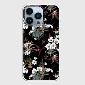 Чехол для iPhone 13 Pro с принтом Белые цветы ,  |  | bouquets | field | flora | flowers | leaves | pat | букеты | графика | искусство | картинка | красивый | красный | крутой | листья | мода | модный | молодёжная | орнамент | полевые | рисунок | розы | рукоделие | стиль