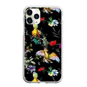 Чехол для iPhone 11 Pro Max матовый с принтом Попугаи , Силикон |  | parrots | ветки | графика | джунгли | искусство | картинка | красивый | красный | крутой | листья | мода | модный | молодёжная | орнамент | попугаи | рисунок | розовый | рукоделие | синий | стиль