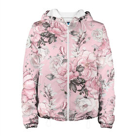 Женская куртка 3D с принтом Розовые розы , ткань верха — 100% полиэстер, подклад — флис | прямой крой, подол и капюшон оформлены резинкой с фиксаторами, два кармана без застежек по бокам, один большой потайной карман на груди. Карман на груди застегивается на липучку | bouquets | color | gray | leave | lowers | ornament | patterns | pink | roses | букеты | графика | искусство | картинка | красивый | крутой | листья | мода | модный | молодёжная | орнамент | рисунок | розовые | розы | рукоделие | серый