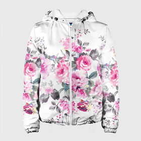 Женская куртка 3D с принтом Розовые розы , ткань верха — 100% полиэстер, подклад — флис | прямой крой, подол и капюшон оформлены резинкой с фиксаторами, два кармана без застежек по бокам, один большой потайной карман на груди. Карман на груди застегивается на липучку | bouquets | color | gray | leave | lowers | ornament | patterns | pink | roses | букеты | графика | искусство | картинка | красивый | крутой | листья | мода | модный | молодёжная | орнамент | рисунок | розовые | розы | рукоделие | серый