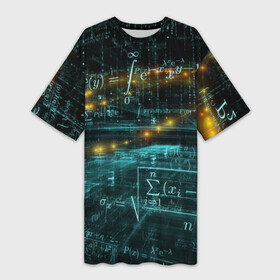 Платье-футболка 3D с принтом Формулы в пространстве ,  |  | mathematica | алгебра | геометрия | математик | математика | наука | технарь | формула
