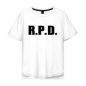 Мужская футболка хлопок Oversize с принтом RE2 R.P.D. (НА СПИНЕ) , 100% хлопок | свободный крой, круглый ворот, “спинка” длиннее передней части | 