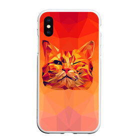 Чехол для iPhone XS Max матовый с принтом Подмигивающий кот (Low Poly) , Силикон | Область печати: задняя сторона чехла, без боковых панелей | Тематика изображения на принте: cat | fox | kitty | low | lowpoly | poly | веселая | геометрия | грозовой кошак | желтая | кот | котейка | котофей | кошак | лиса | любителям кошек | низкополигональный | позитив | прикольная | рисунок | рыжая | узор