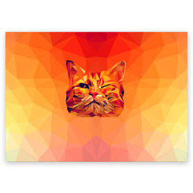 Поздравительная открытка с принтом Подмигивающий кот (Low Poly) , 100% бумага | плотность бумаги 280 г/м2, матовая, на обратной стороне линовка и место для марки
 | Тематика изображения на принте: cat | fox | kitty | low | lowpoly | poly | веселая | геометрия | грозовой кошак | желтая | кот | котейка | котофей | кошак | лиса | любителям кошек | низкополигональный | позитив | прикольная | рисунок | рыжая | узор