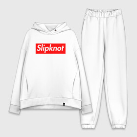 Женский костюм хлопок Oversize с принтом Slipknot (supreme style) ,  |  | Тематика изображения на принте: streetwear | комбинезоны | маски | ню метал | петля | плашка | стритстайл | удавка | уличный